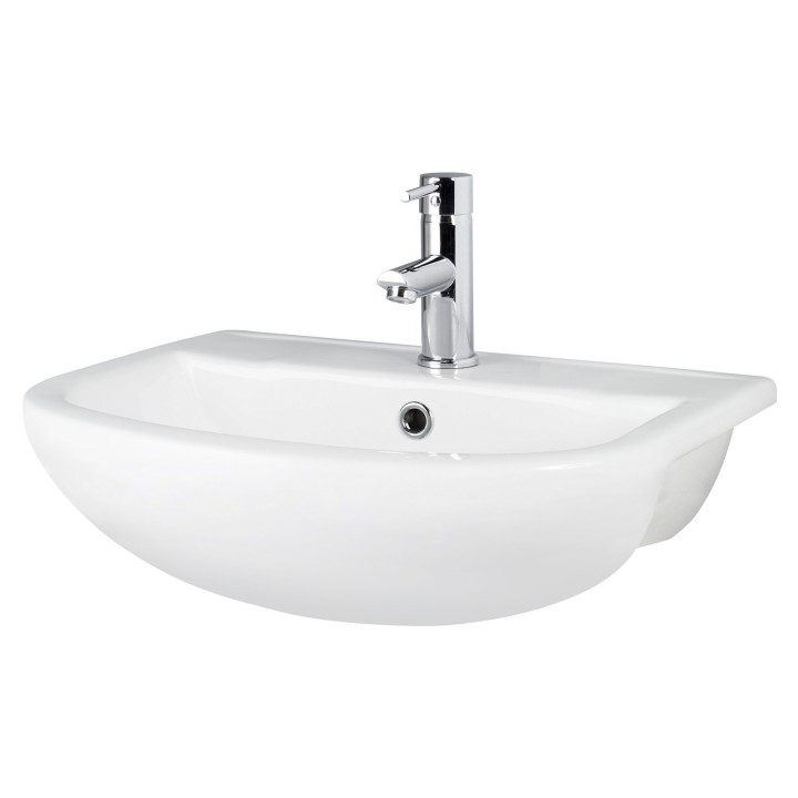 Harmony 500mm (w) x 170mm (h) x 390mm (d) Semi Recessed Basin (1Tap Hole)