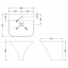 Grace 460mm (w) x 350mm (h) x 415mm (d) Wall Hung Basin (1 Tap Hole) - Technical Drawing