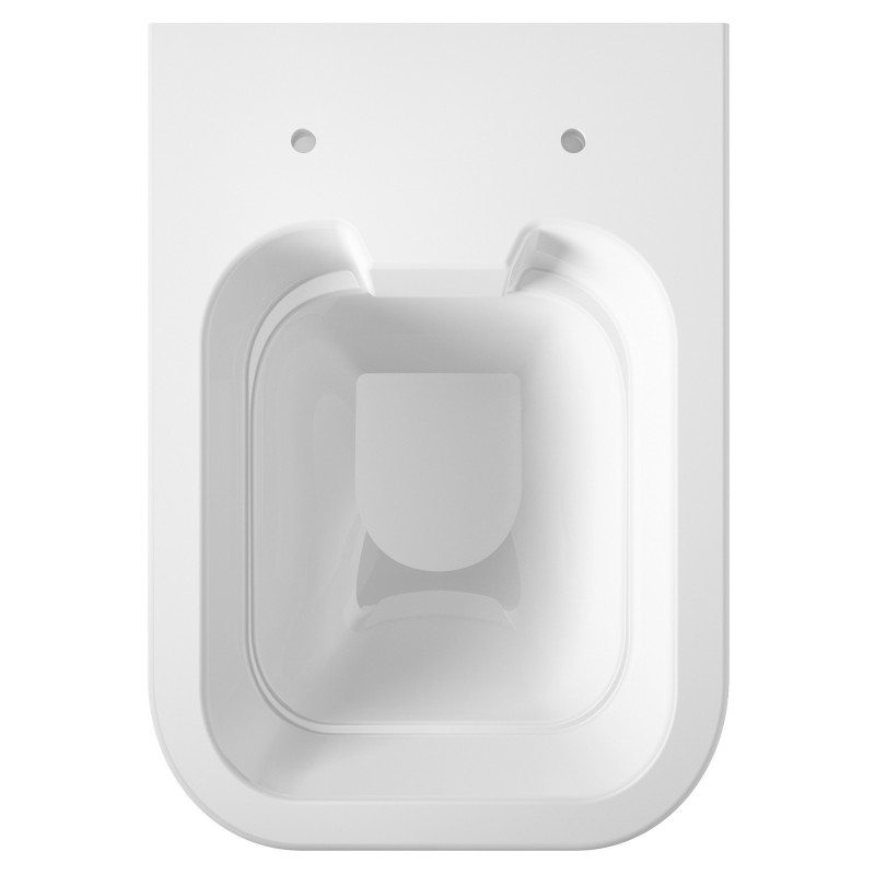 Rimless 350mm (w) x 355mm (h) x 490mm (d) Wall Hung Toilet Pan with Quick Release Soft Close Toilet Seat - Insitu