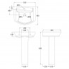 Maya 550mm Basin with 1 Tap Hole and Full Pedestal - Technical Drawing