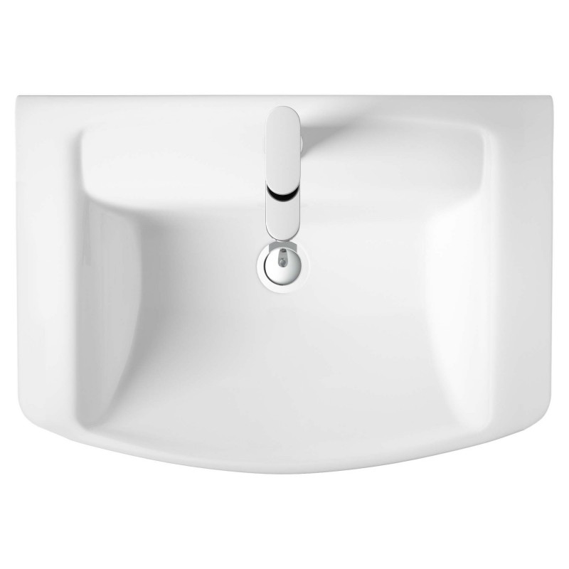 Maya 550mm (w) x 450mm (h) Basin & Semi Pedestal (1 Tap Hole) - Insitu