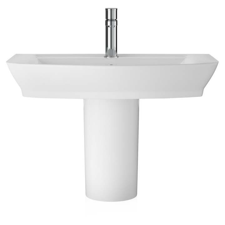 Maya 650mm (w) x 415mm (h) Basin & Semi Pedestal (1 Tap Hole)