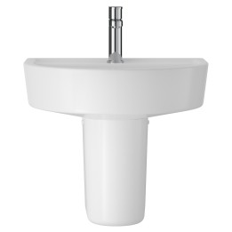Luna 420mm (w) x 445mm (h) Basin & Semi Pedestal (1 Tap Hole)