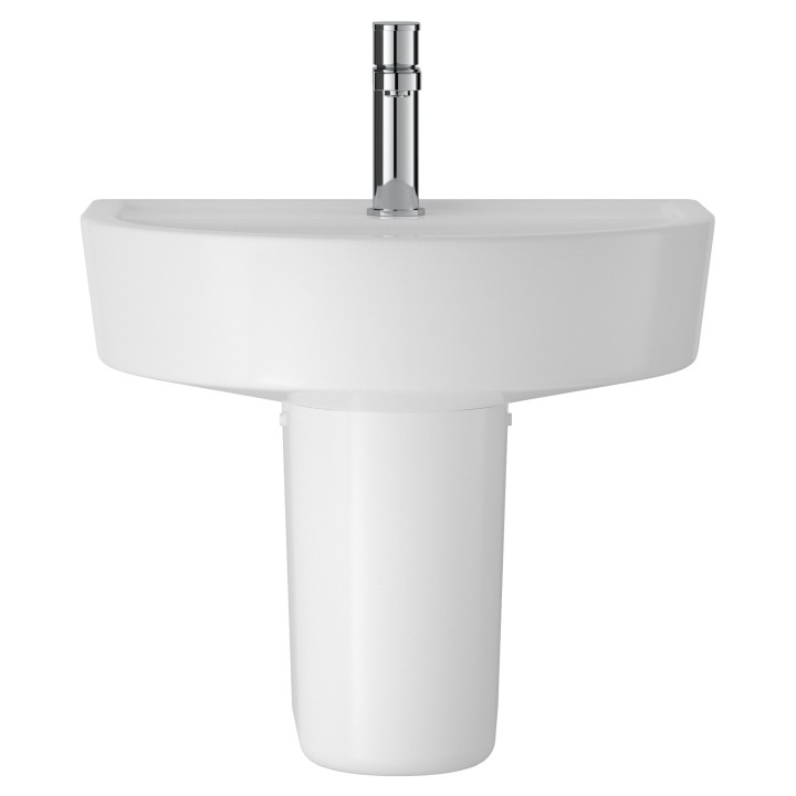 Luna 520mm (w) x 440mm (h) Basin & Semi Pedestal (1 Tap Hole)