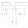 Arlo 350mm(W) X 360mm(H) x 525mm(d) Wall Hung Toilet (Includes Soft Close Seat) - Technical Drawing