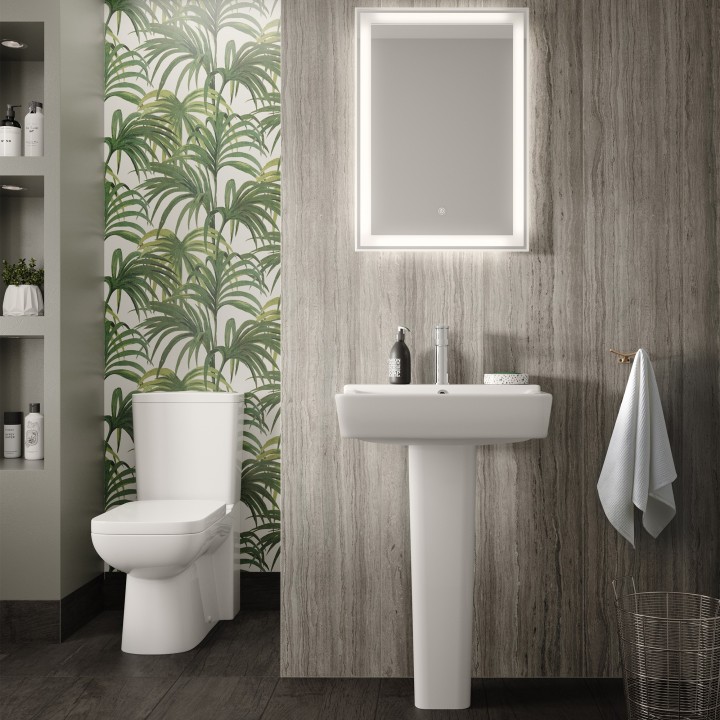 Arlo 550mm Basin with 1 Tap Hole and Full Pedestal - Insitu
