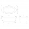 Grace 1510mm(L) x 760mm(W) Round Freestanding Bath (Includes Push Button Waste) - Technical Drawing