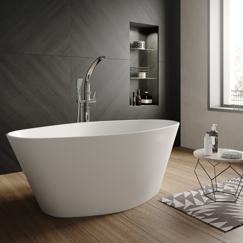 Rose 1510mm(L) x 760mm(W) Oval Freestanding Bath (Includes Push Button Waste) - Insitu