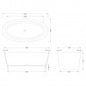 Rose 1510mm(L) x 760mm(W) Oval Freestanding Bath (Includes Push Button Waste) - Technical Drawing