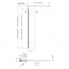 300mm x 1950mm Wetroom Hinged Return Screen with Black Fittings - Technical Drawing
