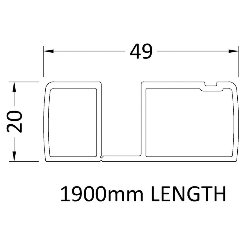 1900mm Profile Extension Kit - Matt Black - Technical Drawing