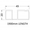 1900mm Profile Extension Kit - Matt Black - Technical Drawing