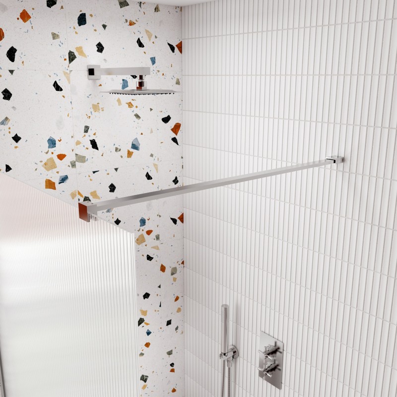 Shower Screen Flat Support Bar - Chrome - Insitu