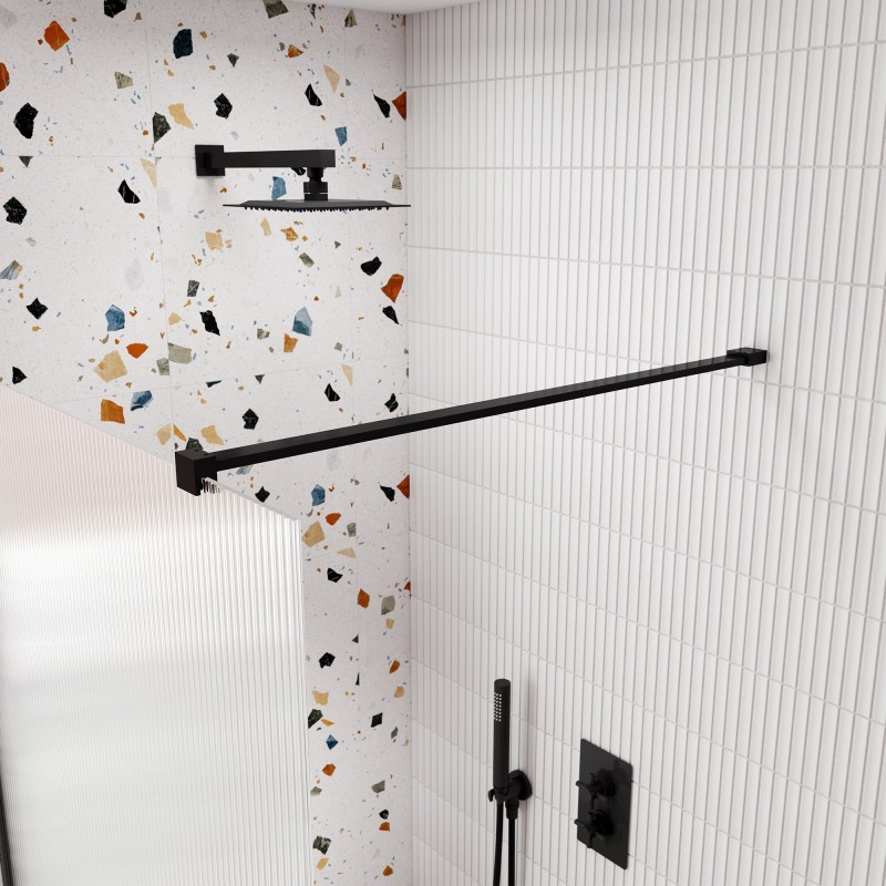 Shower Screen Flat Support Bar - Black - Insitu