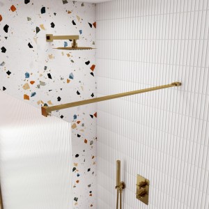 Shower Screen Flat Support Bar - Brushed Brass