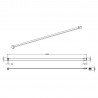 Shower Screen Flat Support Bar - Brushed Brass - Technical Drawing