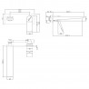 Soar Chrome Wall Mounted Single Lever Basin Mixer Tap - Technical Drawing