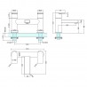 Sottile Chrome Flat Twin Lever Bath Filler Tap - Technical Drawing