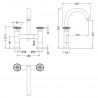 Reed Revolution Chrome Wheel Handle Swan Neck Bath Filler Tap - Technical Drawing