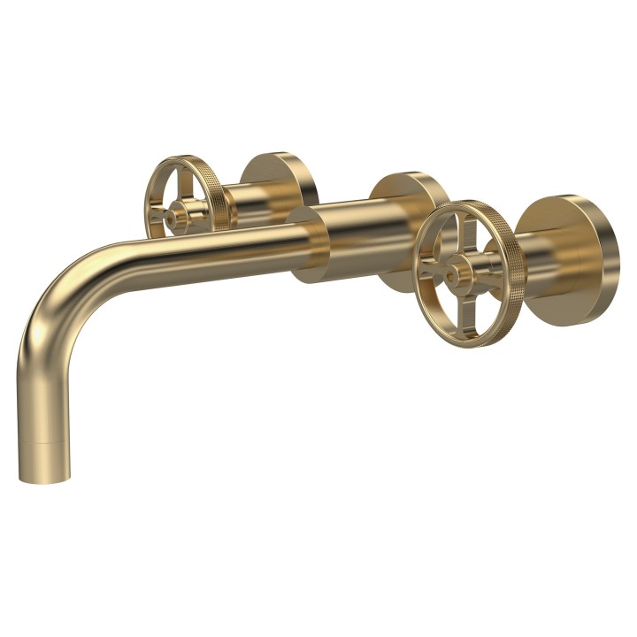 Revolution Brushed Brass Wall Mounted Basin Mixer