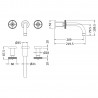 Revolution Brushed Brass Wall Mounted Basin Mixer - Technical Drawing