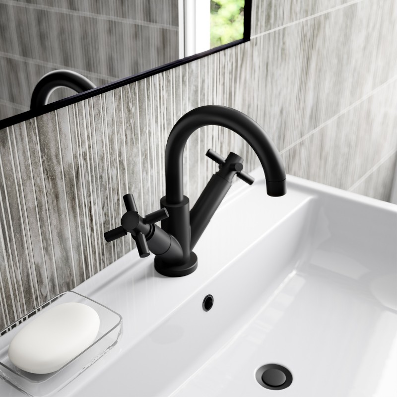 Tec Crosshead Matt Black Mono Basin Mixer - Insitu