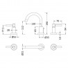 Tec Lever 3 Tap Hole Basin Mixer With Pop up Waste - Technical Drawing