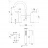 Tec Lever Bath And Shower Mixer With Swivel Spout And Kit - Technical Drawing