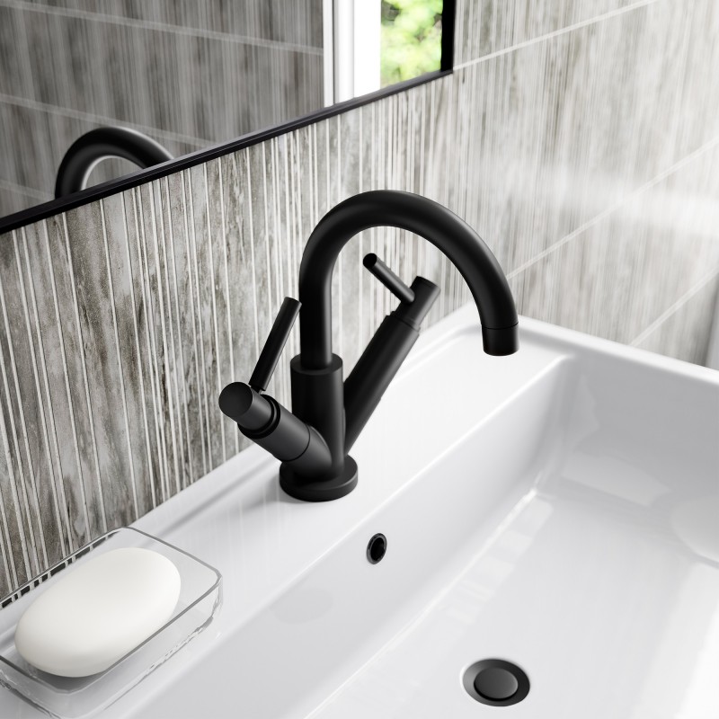 Tec Lever Matt Black Mono Basin Mixer - Insitu