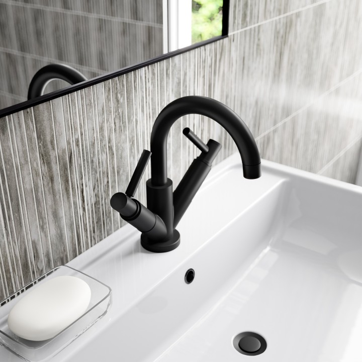 Tec Lever Matt Black Mono Basin Mixer - Insitu