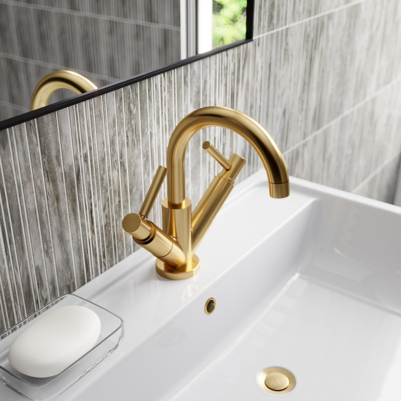 Tec Lever Brushed Brass Mono Basin Mixer - Insitu