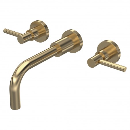 Tec Lever Brushed Brass Wall Mounted Basin Mixer