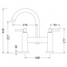 Tec Lever Brushed Brass Bath Filler - Technical Drawing