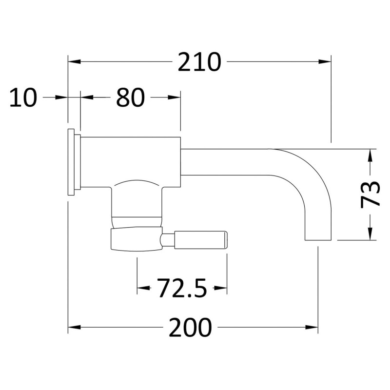 Tec Single Lever Side Action Basin Mixer - Technical Drawing