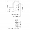 Tec Single Lever Side Action Basin Mixer - Technical Drawing