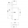 Tec Lever Brushed Brass High Rise Mixer - Technical Drawing