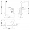 Tec Lever Matt Black Wall Mounted Basin Bath Filler - Technical Drawing