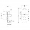 Reign Twin Concealed Thermostatic Valve Oval Plate - Technical Drawing