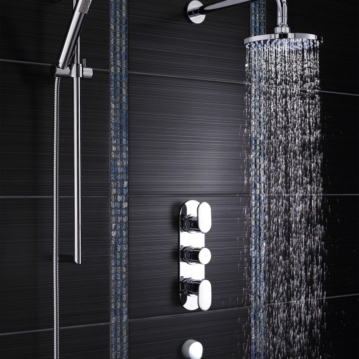 Reign Triple Concealed Thermostatic Valve Oval Plate - Insitu