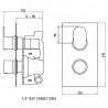 Reign Twin Concealed Thermostatic Valve with Diverter - Technical Drawing