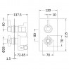 Tec Pura Brushed Brass Twin Thermostatic Shower Valve With Diverter - Technical Drawing