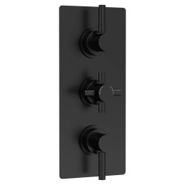 Tec Pura Matt Black Triple Thermostatic Shower Valve