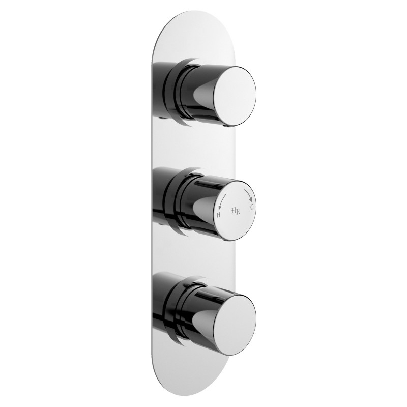 Chrome Round Triple Concealed Thermostatic Shower Valve with Diverter