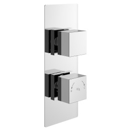 Chrome Square Twin Concealed Thermostatic Shower Valve with Diverter