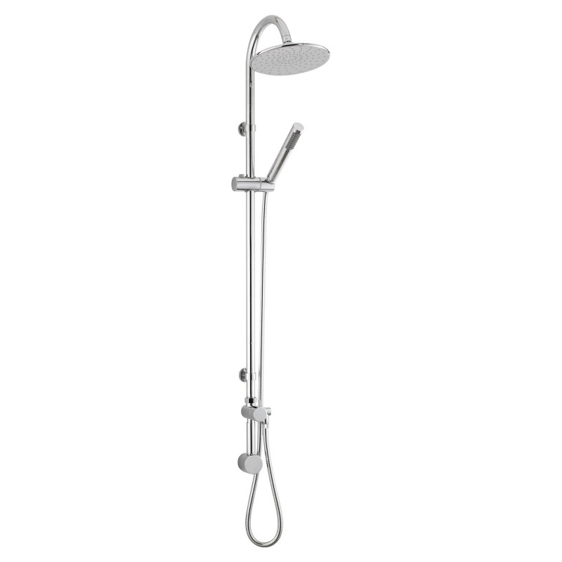 Destiny Round Chrome Shower Column with Concealed Outlet Elbow & Hand Shower
