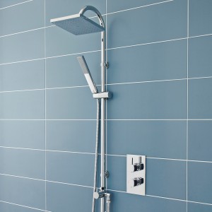 "Worth" Square Chrome Shower Column with Concealed Outlet Elbow & Hand Shower