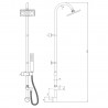 Worth Square Chrome Shower Column with Concealed Outlet Elbow & Hand Shower - Technical Drawing