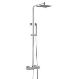 Square Chrome Thermostatic Shower Column With Slide Rail Kit & Hand Shower