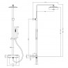 Square Chrome Thermostatic Shower Column With Slide Rail Kit & Hand Shower - Technical Drawing