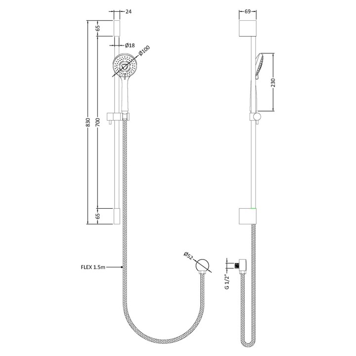Slimline Slider Rail Kit - Technical Drawing